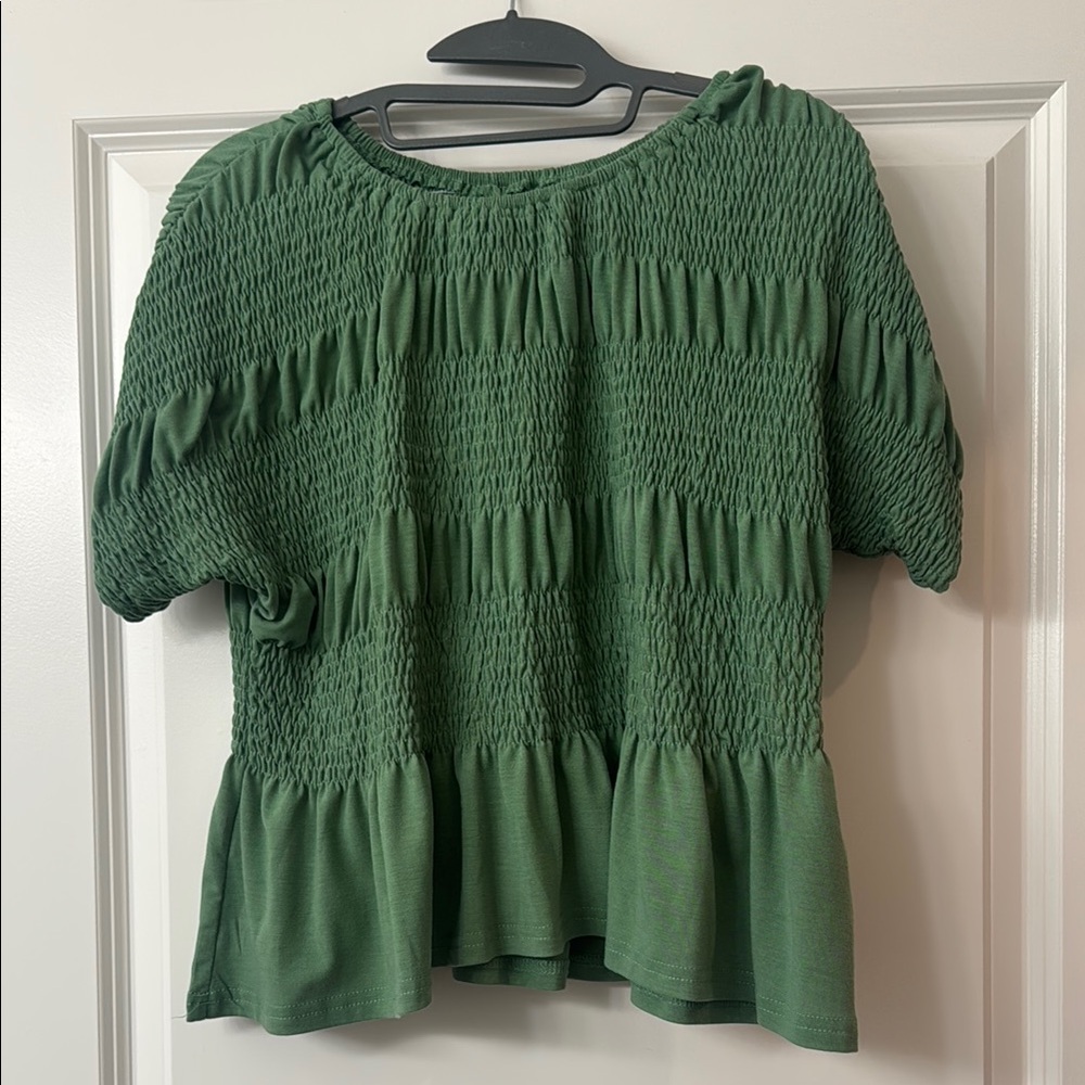 Green Smocked Women's Top